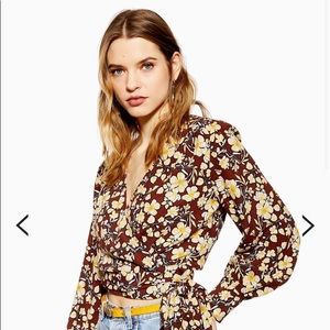 NWOT! TopShop Floral Wrap Crop Blouse